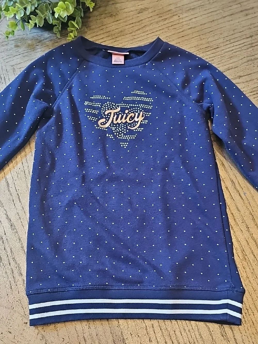 Juicy Couture Girls' Navy Rhinestone Heart Sweatshirt Size 8/10